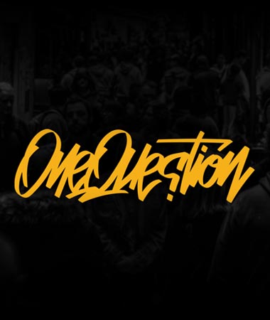 OneQuestion logo at the hoodie presentation.