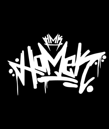 Homek logo at the T-shirt presentation.